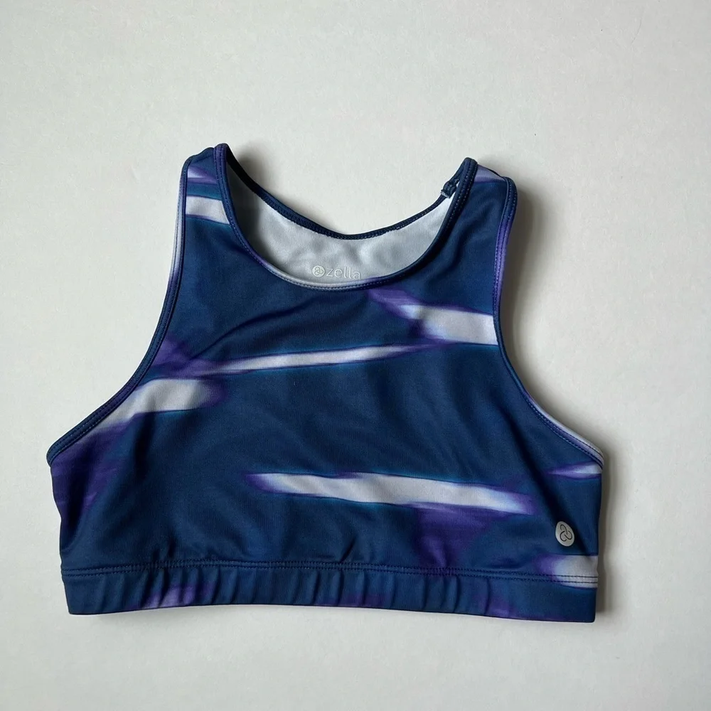 Zella Girl blue purple white crop top size large (10/12)
